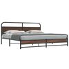 vidaXL Bed Frame Brown Oak Steel with engineered wood Double Bed Frame