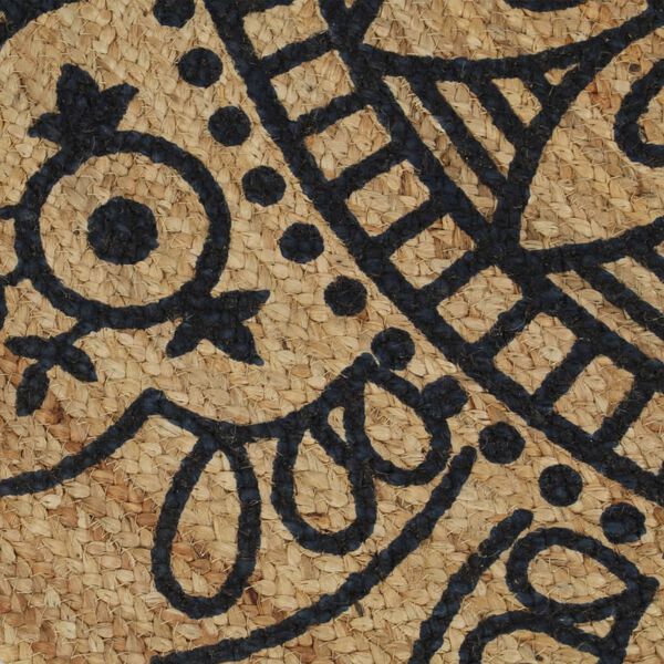 vidaXL Area Rug Natural and dark blue Braided jute 47.2 in