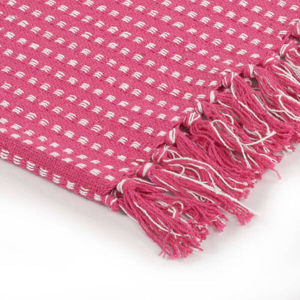 vidaXL Throw Pink 100% Cotton Medium Throw Blanket Rectangular