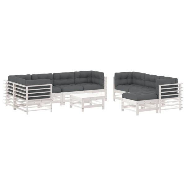 vidaXL Garden Lounge Set White, Anthracite