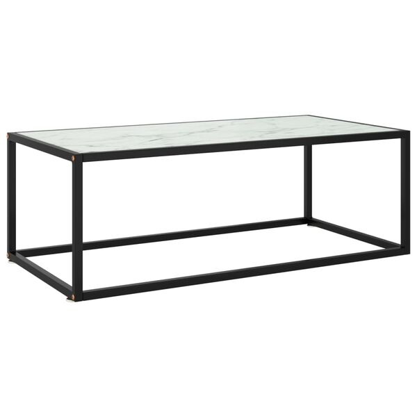 vidaXL Coffee Table Black with White Marble
