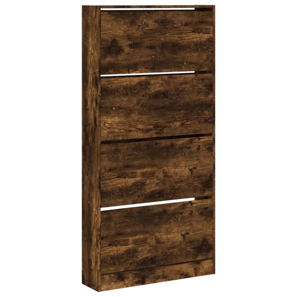 vidaXL Shoe Cabinet Smoked oak Engineered wood Tall Shoe Cabinet