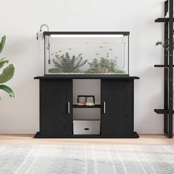 vidaXL Aquarium Stand Black Oak Engineered Wood 39.8 x 16.1 x 22.8 in