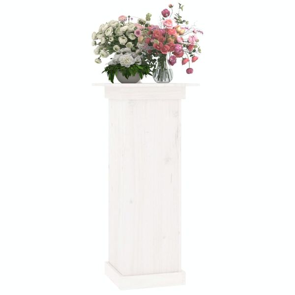 vidaXL Flower Stand White Solid pine wood Medium Decorative Inlays