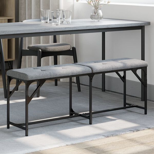 vidaXL Dining Bench Light grey Steel and fabric Medium Durable