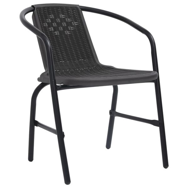 vidaXL Garden Chair Set of 4 Black Plastic rattan Standard Stackable