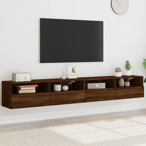 vidaXL TV Wall Cabinets 2 pcs Brown Oak 39.4x11.8x11.8" Engineered Wood