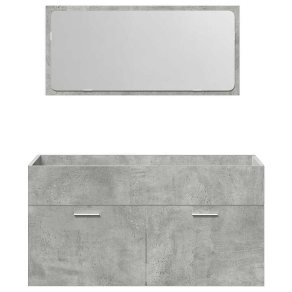 vidaXL Bathroom Cabinet With Mirror Concrete grey Engineered wood Medium