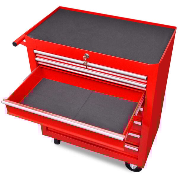 Red Workshop Tool Trolley 7 Drawers