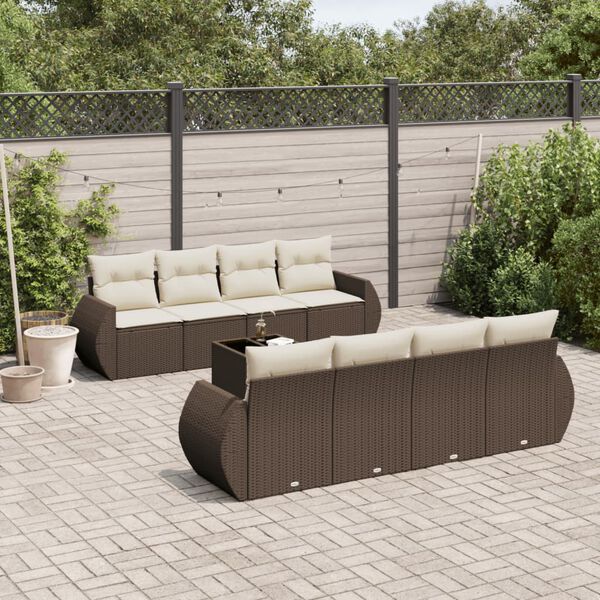 vidaXL Garden Sofa Set Brown and Cream
