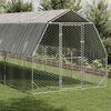 vidaXL Chicken Run Galvanized Steel Galvanized Steel, Polyethylene Large