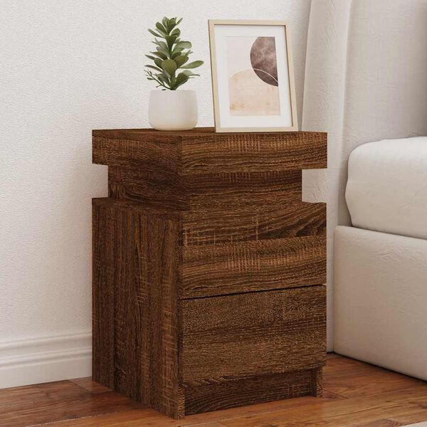 vidaXL Bedside Cabinet Set of 2 Brown oak Engineered wood