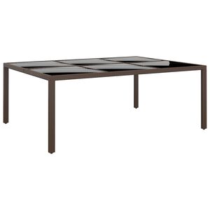 vidaXL Garden Table With Glass Top Brown and black