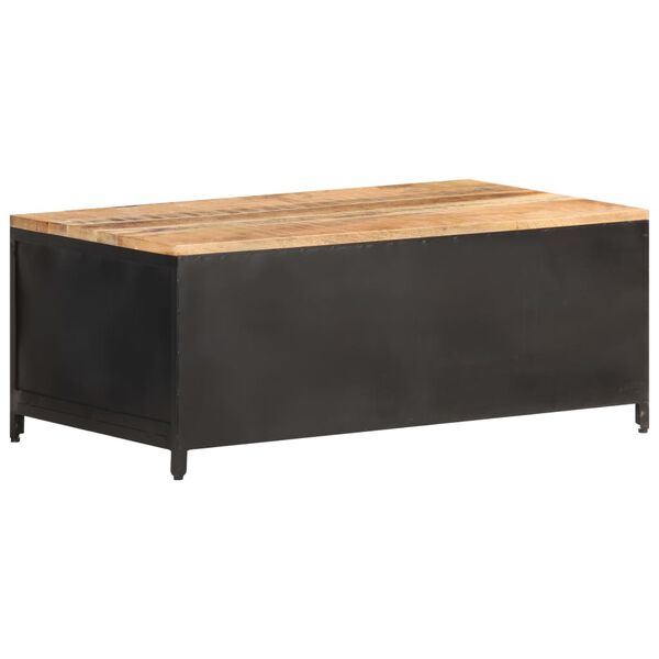 vidaXL Coffee Table Black, Natural Wood Solid Mango Wood, Powder-Coated Iron