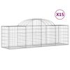 vidaXL Gabion Basket Set of 15 Silver Galvanized Iron Large