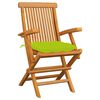 vidaXL Patio Chair Set of 3 Bright Green Cushions, Teak Brown Chairs
