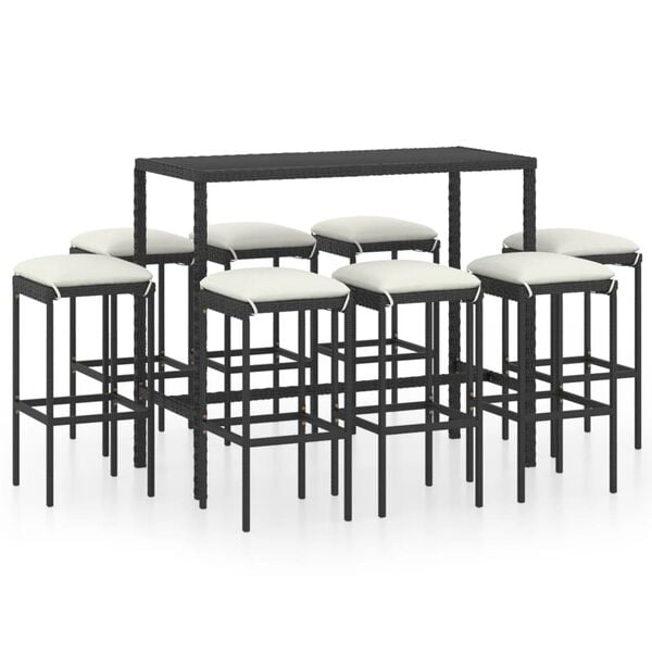vidaXL Garden Bar Set Black, Cream White