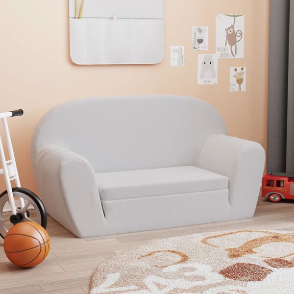 vidaXL Lounge Chair Light Grey Polyester, PU foam Perfect for Toddlers