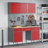 vidaXL Work Bench with Drawer 8 pcs Red 150 x 55 x 200 cm Steel