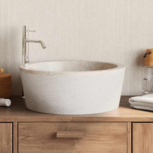 vidaXL Sink Cream &Oslash;27.6"x5.9" Marble