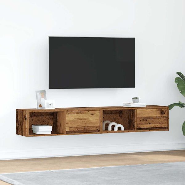 vidaXL TV Cabinet Set of 2 Old wood Engineered wood Medium TV Cabinet