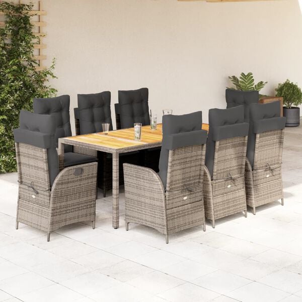 vidaXL Garden Dining Set Grey