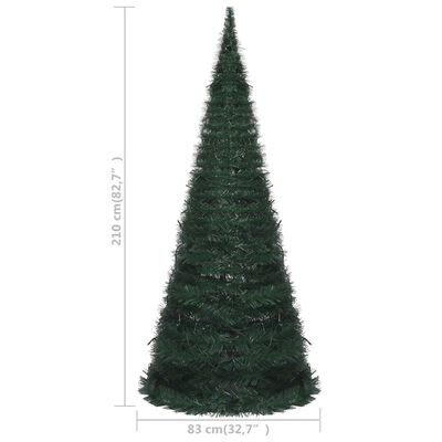 vidaXL Pop-up String Artificial Pre-lit Christmas Tree Green 7 ft