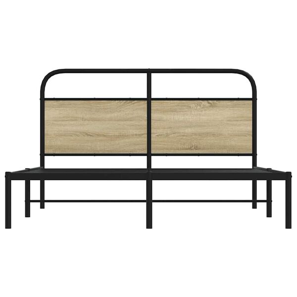 vidaXL Bed Frame Sonoma Oak Engineered Wood, Steel Double Rectangular