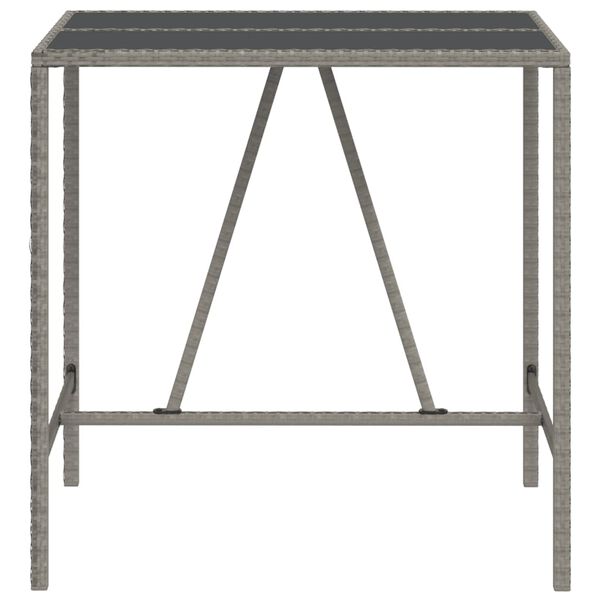 vidaXL Bar Table With Glass Top Grey