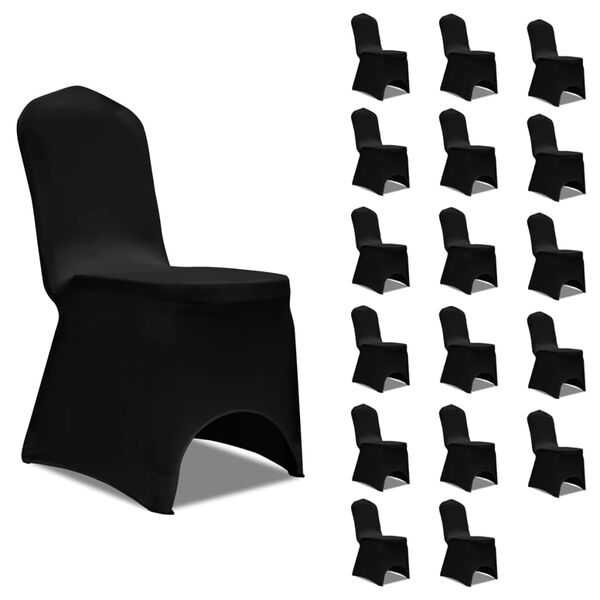 vidaXL Chair Cover Set of 18 Black 90% Polyester, 10% Elastane
