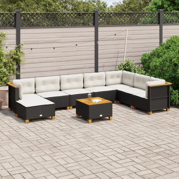 vidaXL Garden Sofa Set Black