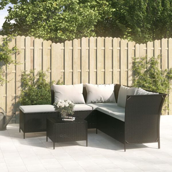 vidaXL Garden Lounge Set Black, Cream White