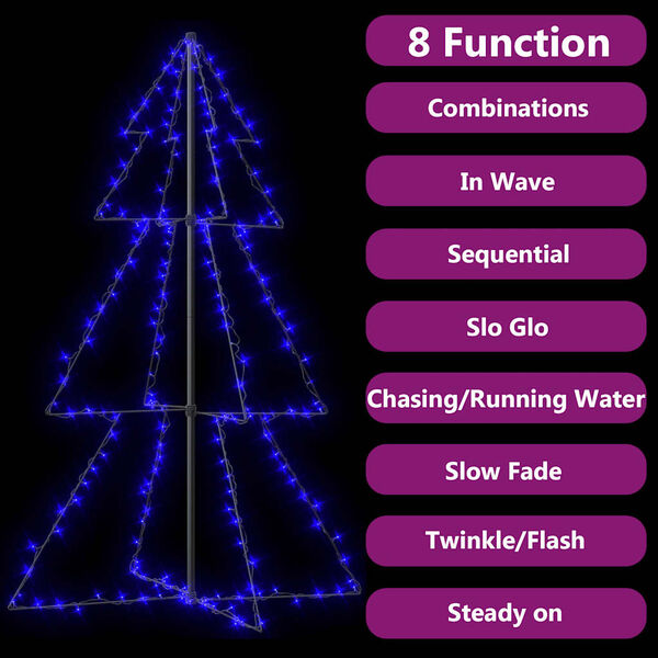 vidaXL Christmas Cone Tree 200 LEDs Indoor and Outdoor 3x5 ft