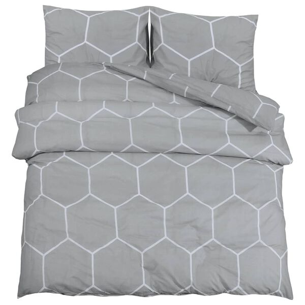 vidaXL Duvet Cover Set Set of 2 Grey 100% Cotton King Lightweight