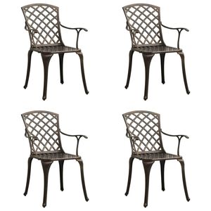 vidaXL Garden Chair Set of 4 Bronze Cast Aluminum Standard Durable