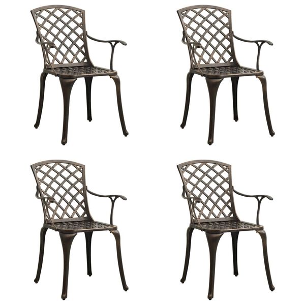 vidaXL Garden Chair Set of 4 Bronze Cast Aluminum Standard Durable