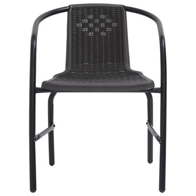 vidaXL Patio Chairs 2 pcs Plastic Rattan and Steel 242.5 lb