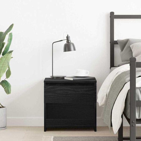 vidaXL Bedside Cabinet with Drawer Black Oak 15.75 x 11.81 x 15.35 in