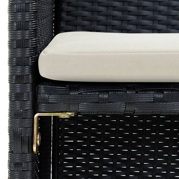 vidaXL 2-seater Sofa Black Poly Rattan, Powder-Coated Steel, Polyester