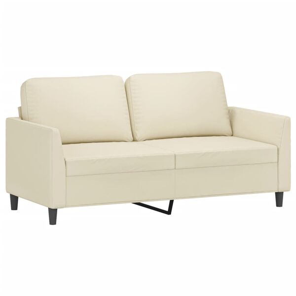 vidaXL 2-Seater Sofa Cream 75% PVC, 20% Polyester, 5% Cotton, Metal, Foam