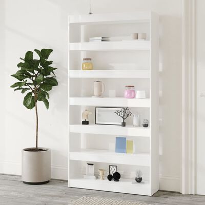 vidaXL Book Cabinet/Room Divider High Gloss White 39.4"x11.8"x78" Engineered wood