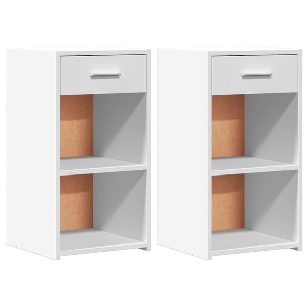 vidaXL Bedside Cabinet Set of 2 White Engineered Wood Compact