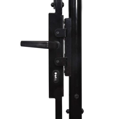 vidaXL Fence Gate Single Door with Spike Top Steel 3.3'x3.9' Black