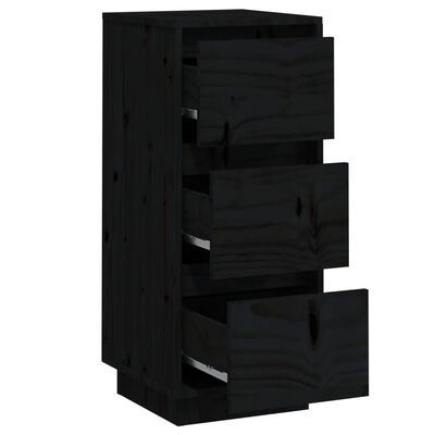 vidaXL Sideboards 2 pcs Black 12.6"x13.4"x29.5" Solid Wood Pine