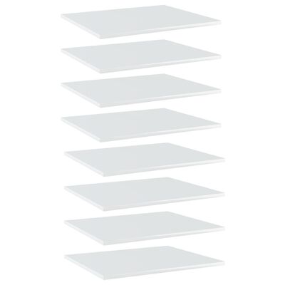 vidaXL Bookshelf Boards 8 pcs High Gloss White 23.6"x19.7"x0.6" Chipboard