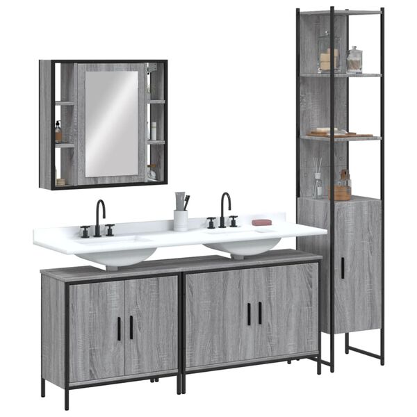 vidaXL Bathroom Cabinet Set Grey sonoma
