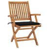 vidaXL Patio Chairs 2 pcs with Black Cushions Solid Teak Wood