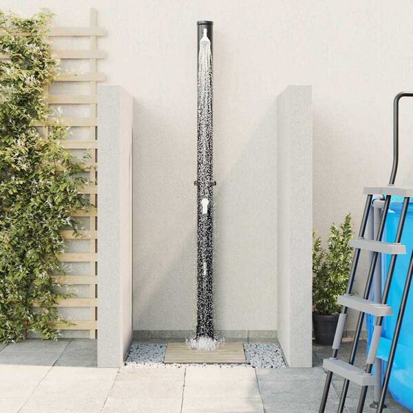 vidaXL Outdoor Solar Shower Black 217 cm PVC and aluminum