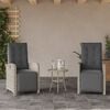 vidaXL 3 Piece Bistro Set with Cushions Light Gray Poly Rattan