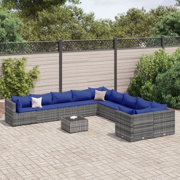 vidaXL Patio Sofa Set Set of 10 Gray